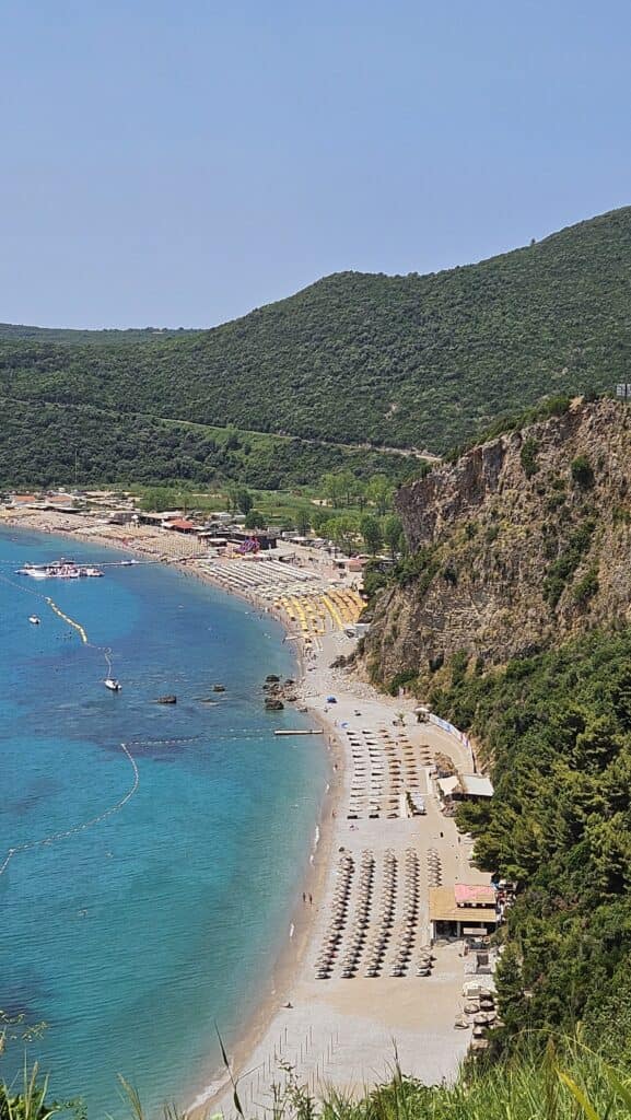 Jaz Beach as seen from the highway up the mountain
