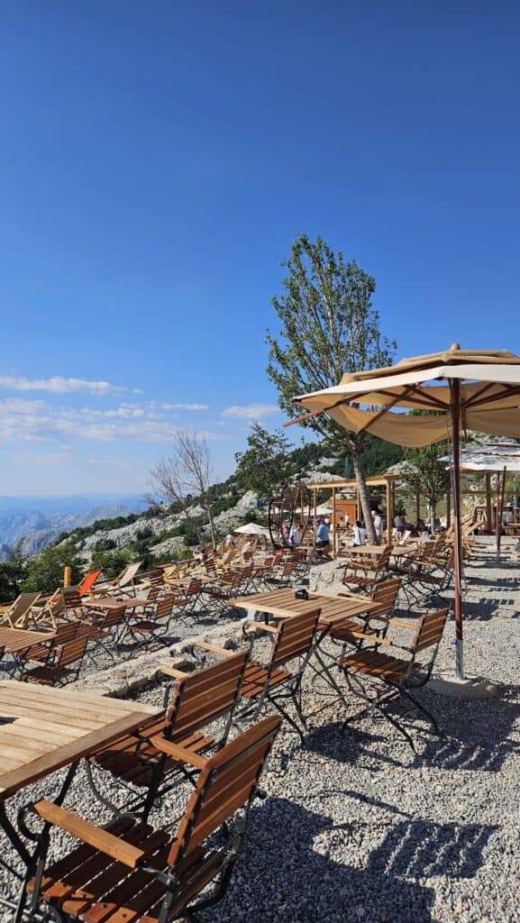Cafe Monte at 1350 m altitude overlooking the Bay of Kotor