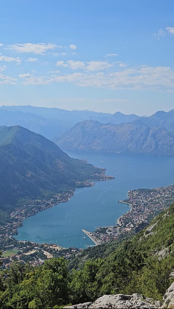 View of the town of Kotor and the Bay of Kotor from above